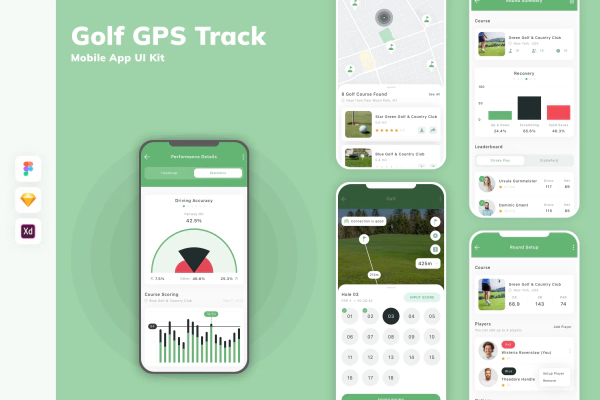 Golf GPS Track Mobile App UI Kit