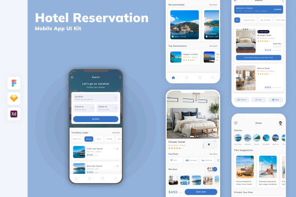 Hotel Reservation Mobile App UI Kit