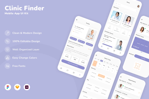 Clinic Finder Mobile App UI Kit