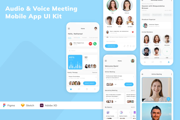 Audio & Voice Meeting Mobile App UI Kit
