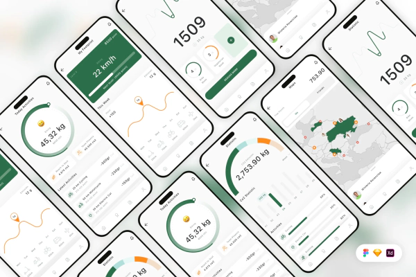 Carbon Footprint & Emission Mobile App UI Kit