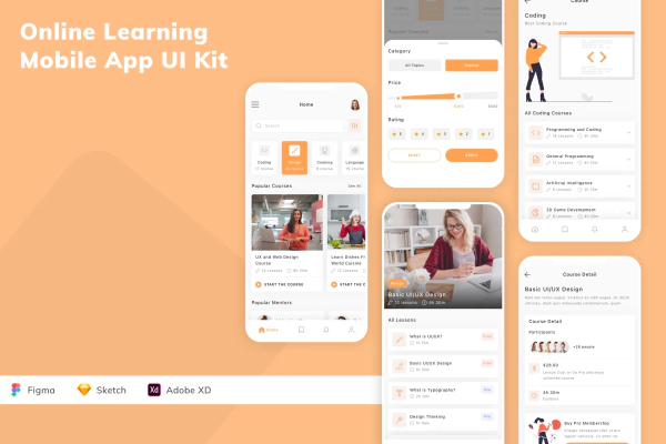 Online Learning Mobile App UI Kit