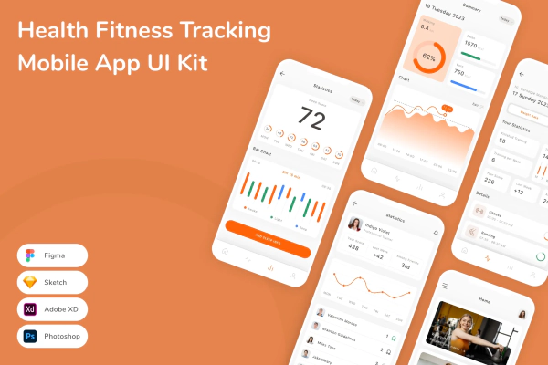 Health Fitness Tracking Mobile App UI Kit