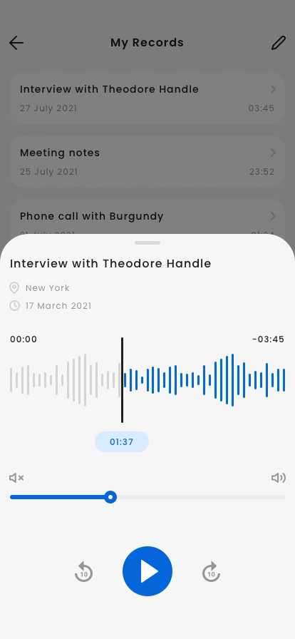 Voice & Audio Recorder Mobile App UI Kit - Screenshot 3