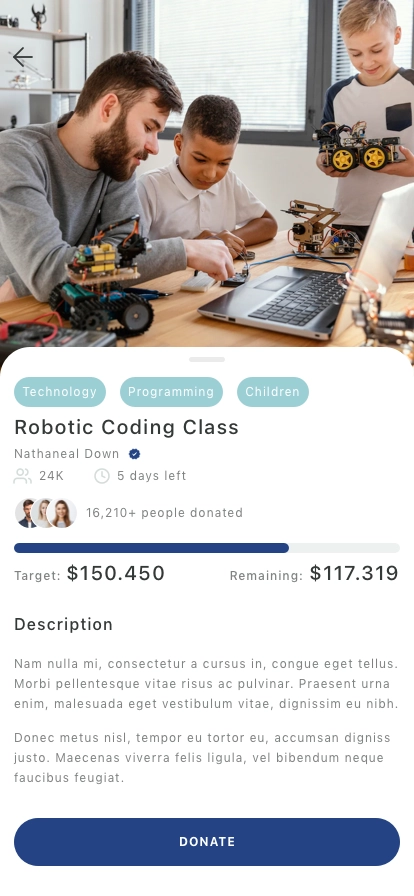 Charity Mobile App UI Kit - Screenshot 2