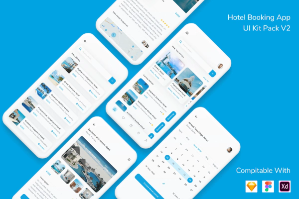 Hotel Booking App UI Kit Pack