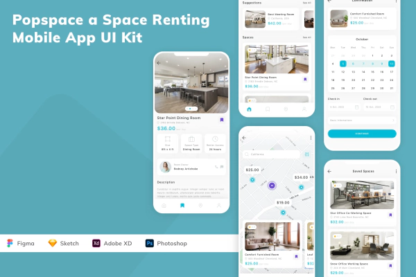 Popspace a Space Renting Mobile App UI Kit