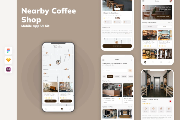 Nearby Coffee Shop Mobile App UI Kit