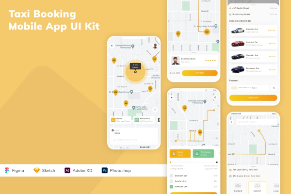 Taxi Booking Mobile App UI Kit