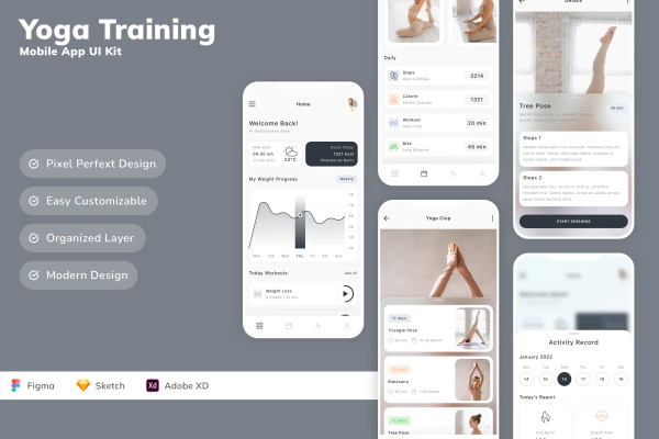 Yoga Training Mobile App UI Kit