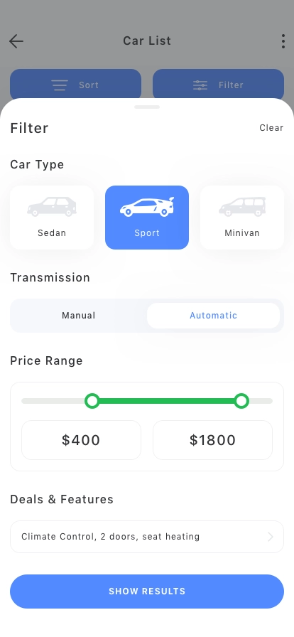 Rental Car Mobile App UI Kit - Screenshot 4