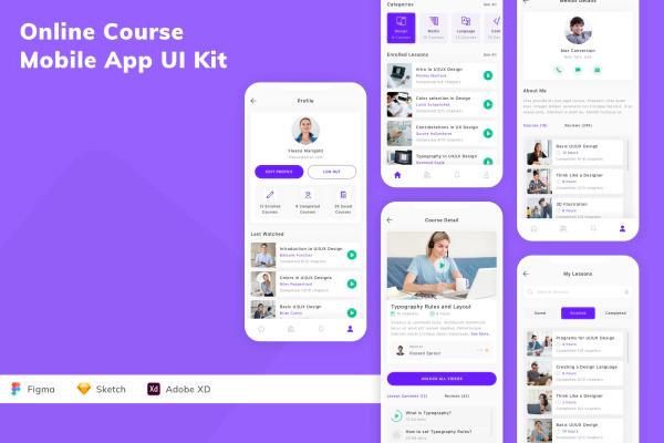 Online Course Mobile App UI Kit