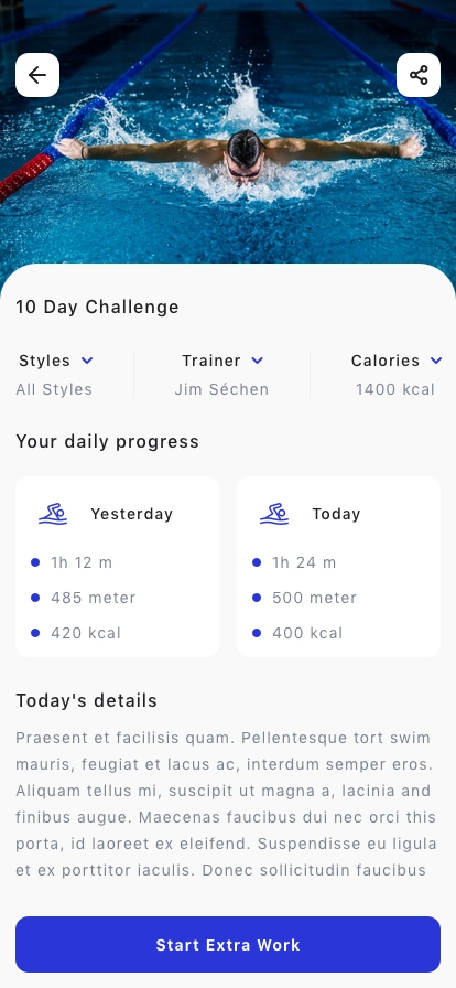 Swimming Coach Mobile App UI Kit - Screenshot 3