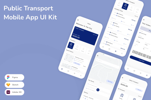 Public Transport Mobile App UI Kit