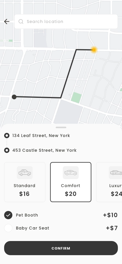 Taxi Booking Mobile App UI Kit - Screenshot 2
