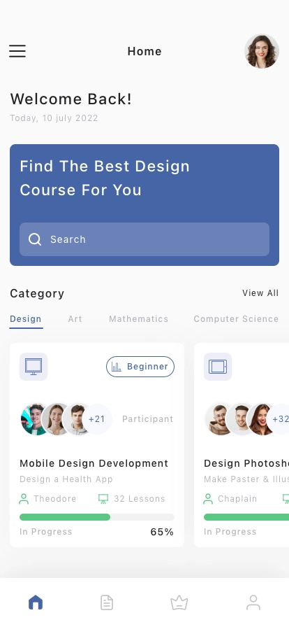 E-learning Mobile App UI Kit - Screenshot 1