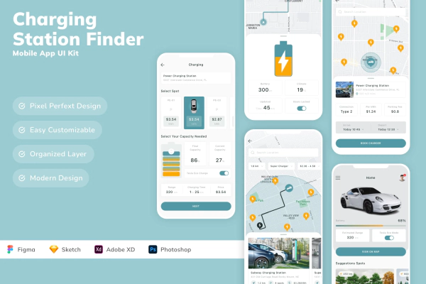 Charging Station Finder Mobile App UI Kit