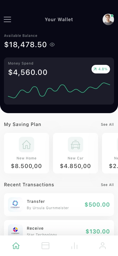 Finance & Wallet Mobile App UI Kit - Screenshot 1