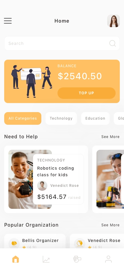 Crowdfunding Mobile App UI Kit - Screenshot 1