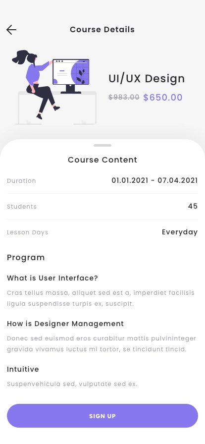 Online Course App UI Kit - Screenshot 4