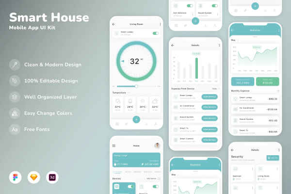 Smart House Mobile App UI Kit