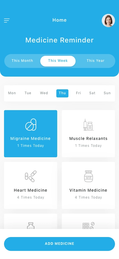 Pill & Medicine Reminder Mobile App UI Kit - Screenshot 1