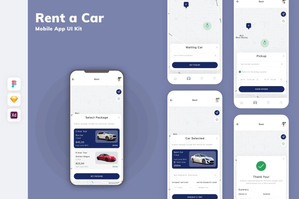Rent a Car Mobile App UI Kit
