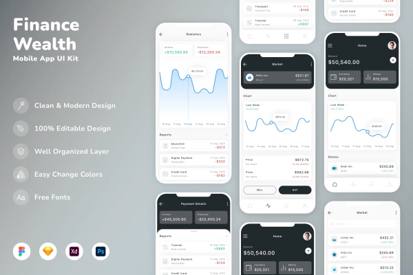 Finance & Wealth Mobile App UI Kit