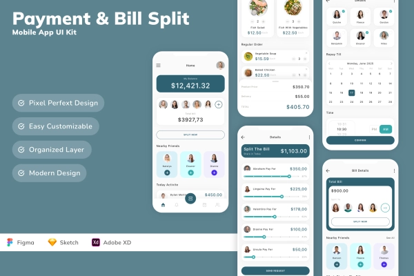 Payment & Bill Split Mobile App UI Kit