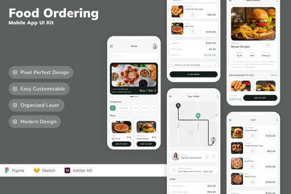 Food Ordering Mobile App UI Kit