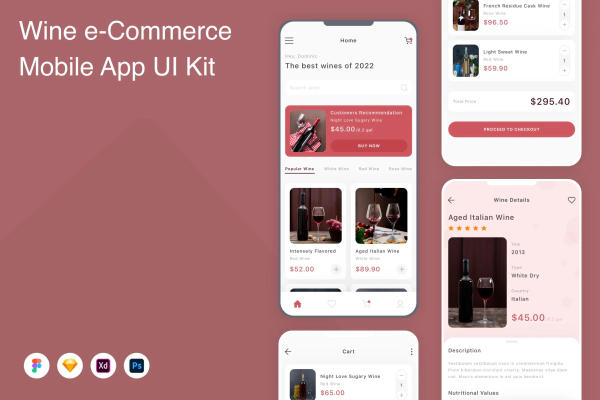 Wine e-Commerce Mobile App UI Kit