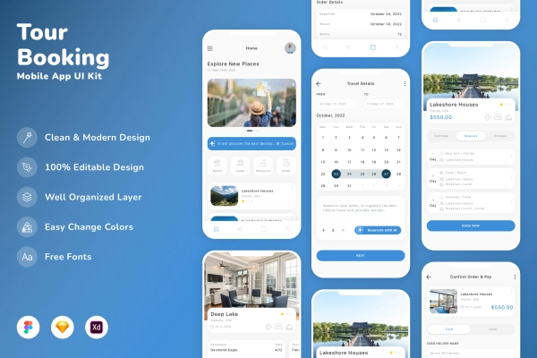 Tour Booking Mobile App UI Kit