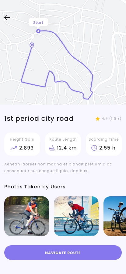 Cycling Routes & Tracker App UI Kit - Screenshot 3