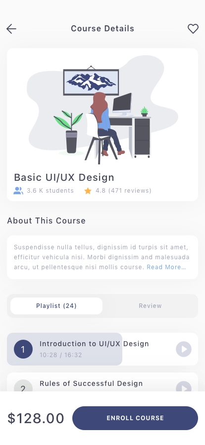 Online Academy Mobile App UI Kit - Screenshot 2