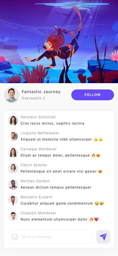 Game Live Streaming Mobile App UI Kit - Screenshot 5