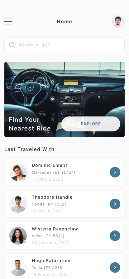 Journey Share Mobile App UI Kit - Screenshot 1