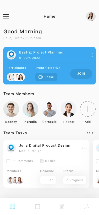 Team Management Mobile App UI Kit - Screenshot 1