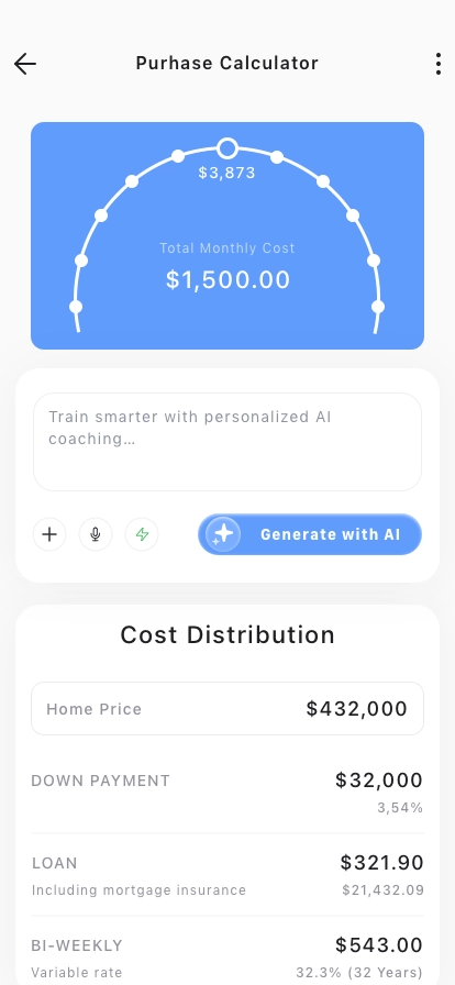 AI Home Mortgage Calculator Mobile App UI Kit - Screenshot 2