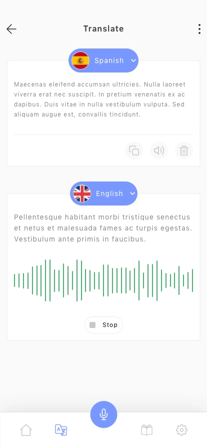 Language Translate Mobile App UI Kit - Screenshot 2