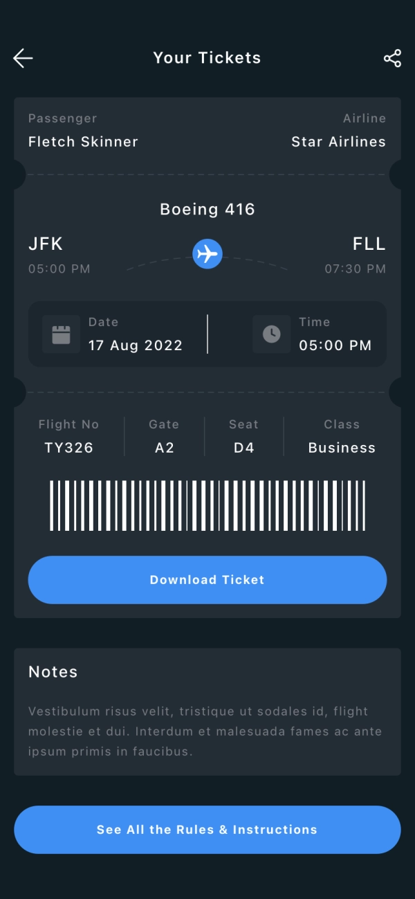 Booking Flight Ticket Mobile App UI Kit - Screenshot 3