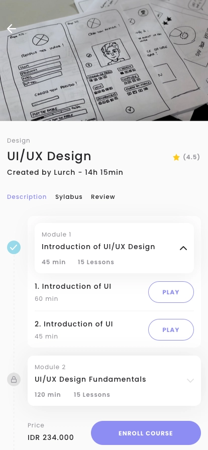 Online Course Mobile App UI Kit - Screenshot 3