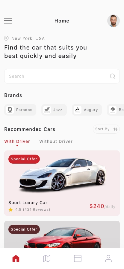 Rental Car Mobile App UI Kit - Screenshot 1