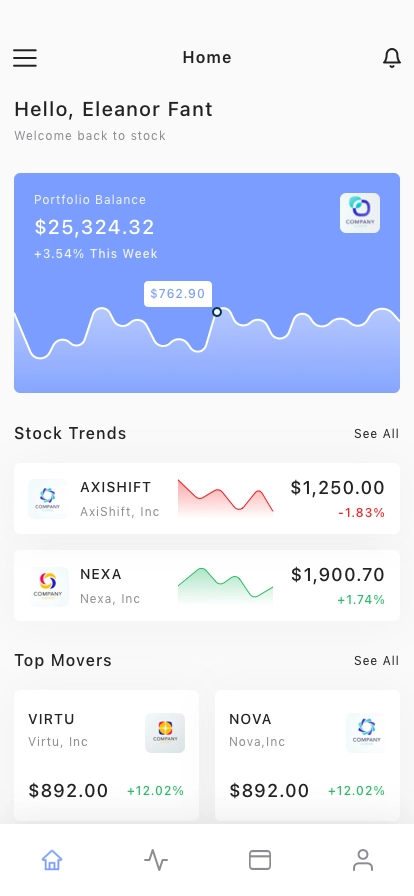 Stock Market Mobile App UI Kit - Screenshot 2