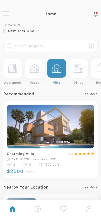 Rental Home Mobile App UI Kit - Screenshot 1