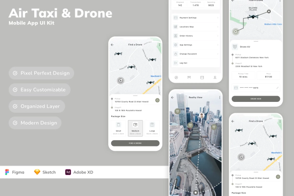 Air Taxi & Drone Mobile App UI Kit