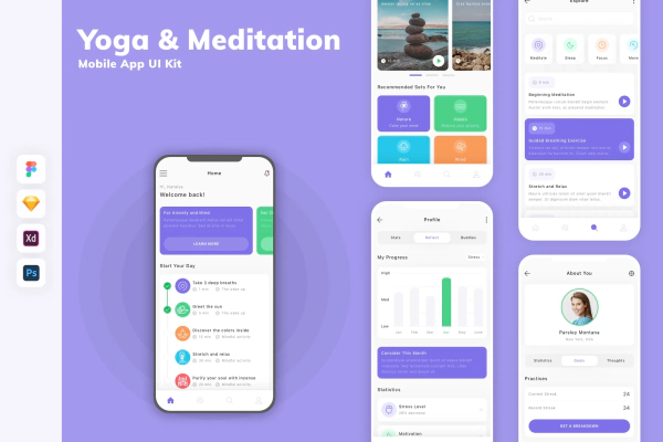 Yoga & Meditation Mobile App UI Kit