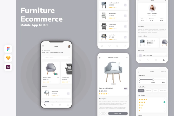 Furniture Ecommerce Mobile App UI Kit