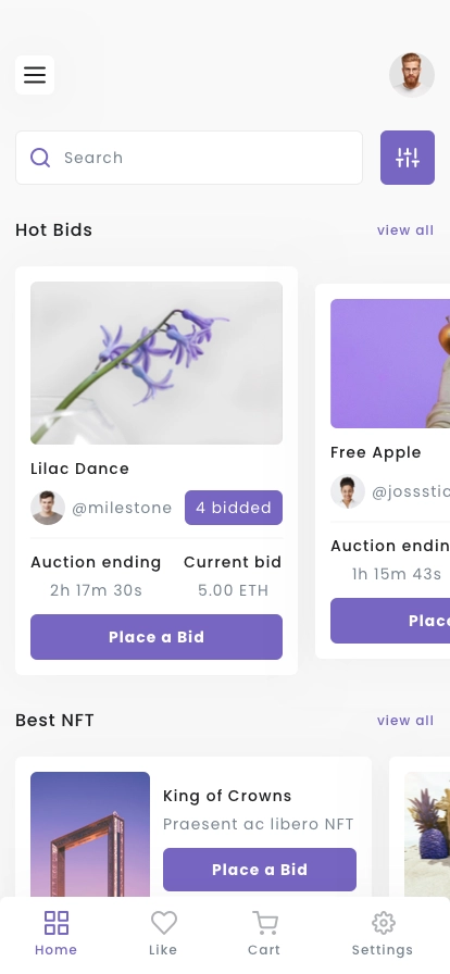 NFT Auction Mobile App UI Kit - Screenshot 1