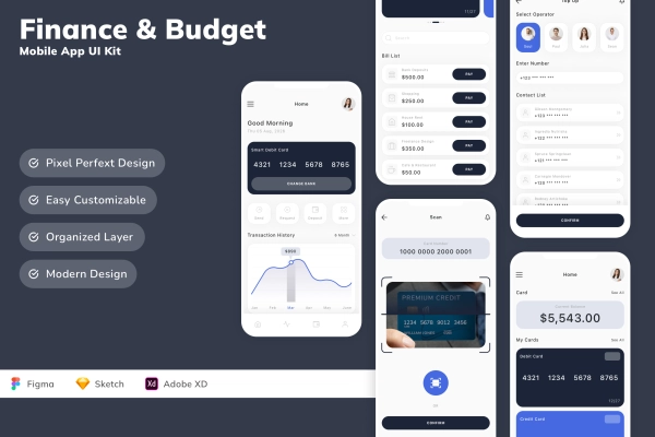 Finance & Budget Mobile App UI Kit