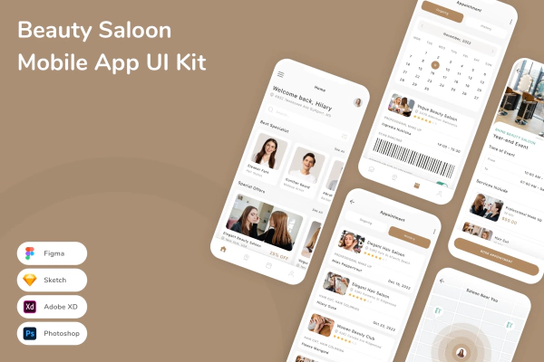 Beauty Saloon Mobile App UI Kit